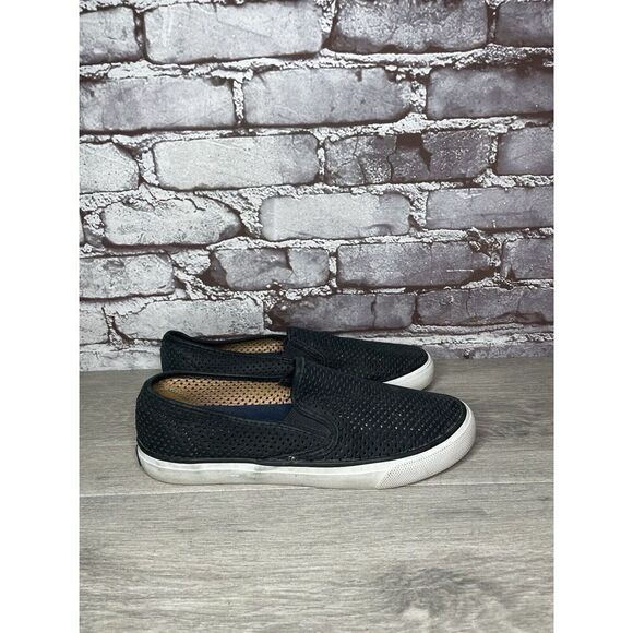 Sperry Seaside Perforated Black Suede Leather Slip On Shoes Sneakers 8M US/39EU - Picture 15 of 16